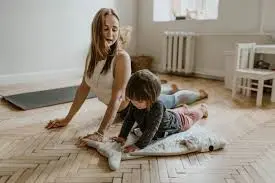 Mom exercising with baby