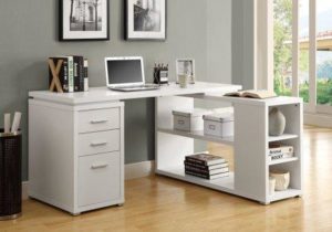 Monarch Specialties Hollow-Core Left or Right Facing Corner Desk, White 