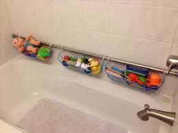 Shower rod with toy baskets