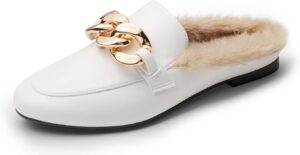 Chic faux fur-lined mules