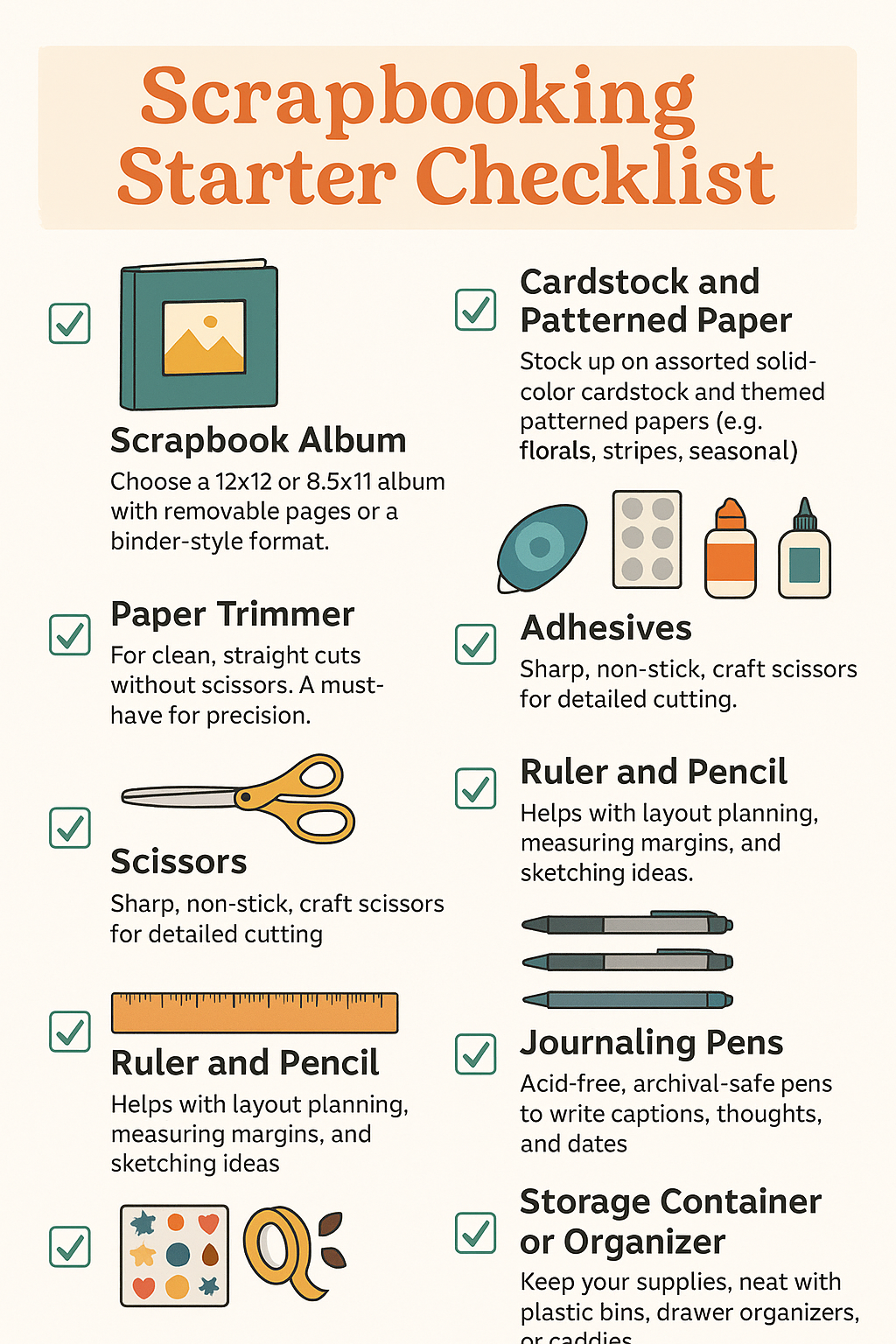 Scrapbooking checklist